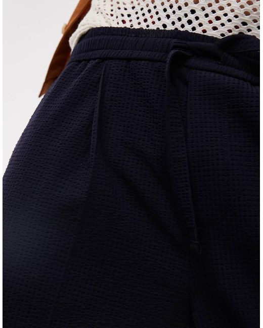 Topman Toelopende Broek Van Seersucker in het Blue voor heren