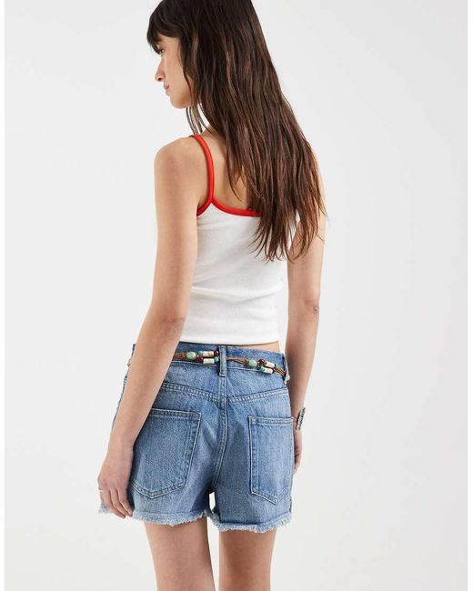 ONLY Blue Belt Detail Denim Shorts