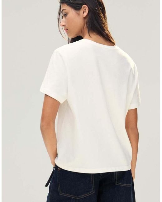 Bershka White Basic Short Sleeve T-shirt