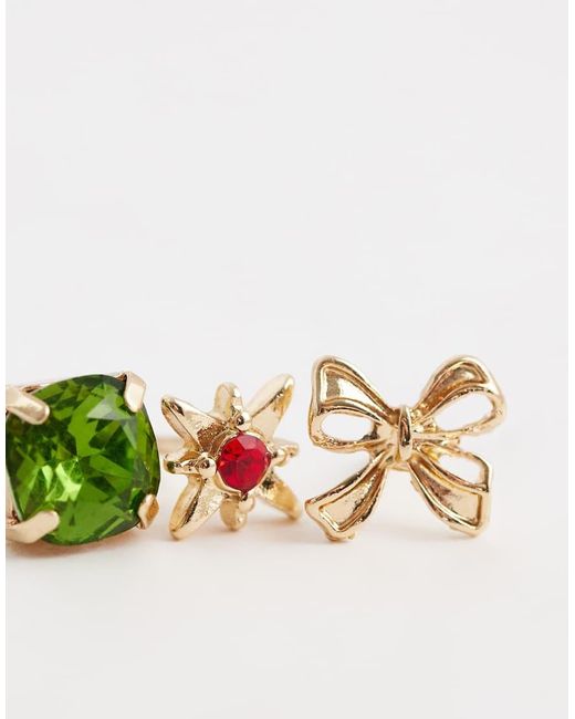ASOS White Pack Of 12 Brooches With Mixed Gem Pin Studs