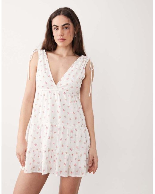 Aray Pink Ditsy Floral Print Mini Beach Dress