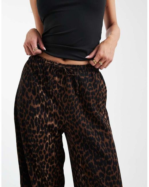 ONLY Black Plisse Wide Leg Trousers