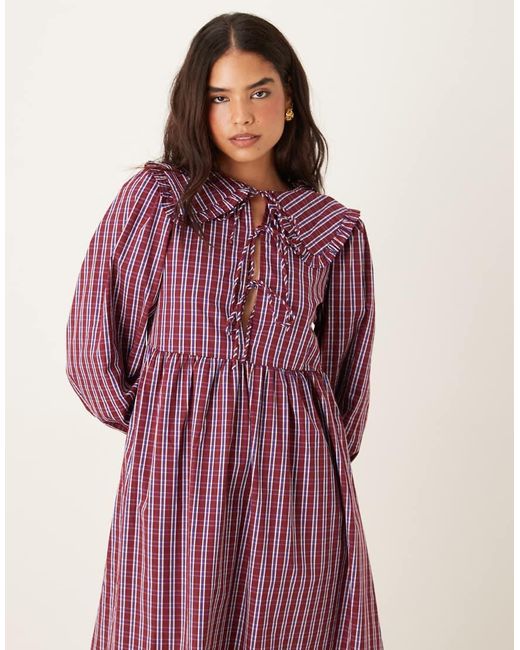 Glamorous Red Tie Front Smock Midi Dress