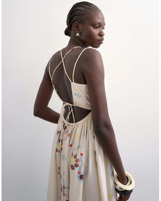 TOPSHOP White Poplin Strappy Back Volume Maxi Sundress