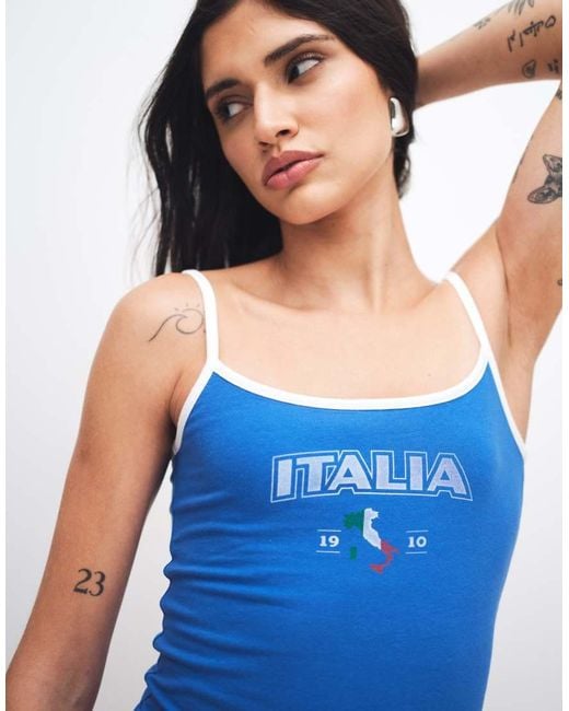 Hollister Blue Football Style Italy Cami Top