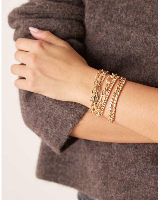 ASOS White Pack Of 5 Mixed Chain Stacking Bracelets