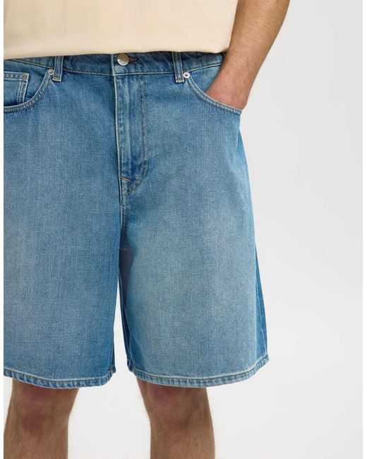 SELECTED Blue Denim Shorts for men