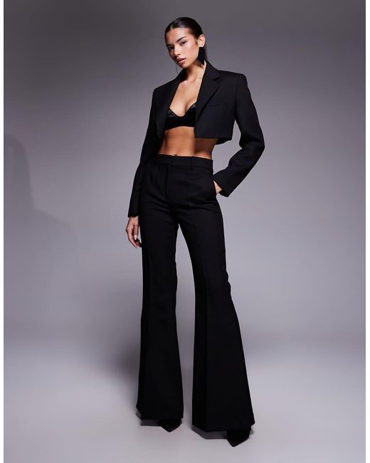 Mango Blue Featuring Kaia Gerber Pleat Front Tailored Flare Trouser Co-ord
