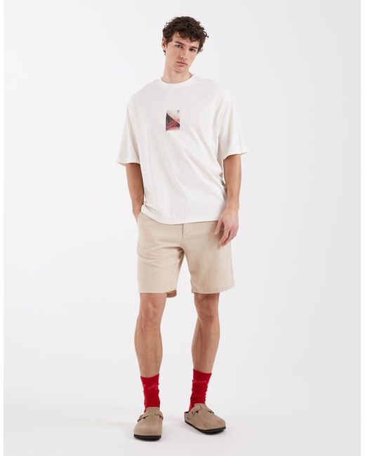 SELECTED White Linen Blend Shorts for men