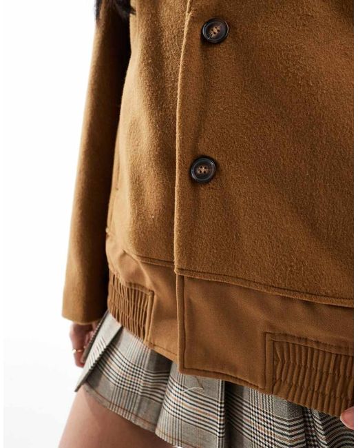 Chaqueta Color Camel Híbrida Estilo Bomber Con Diseño Dividido De -Marrón ASOS de color Blue