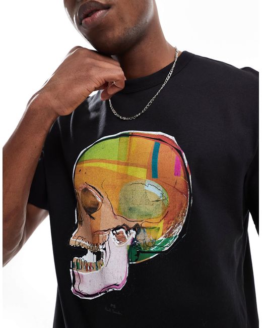 Paul Smith Blue Skull Print Logo T-shirt for men
