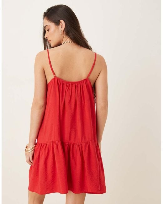 Jdy Mini Jurk Met Lagere Stroken in het Red