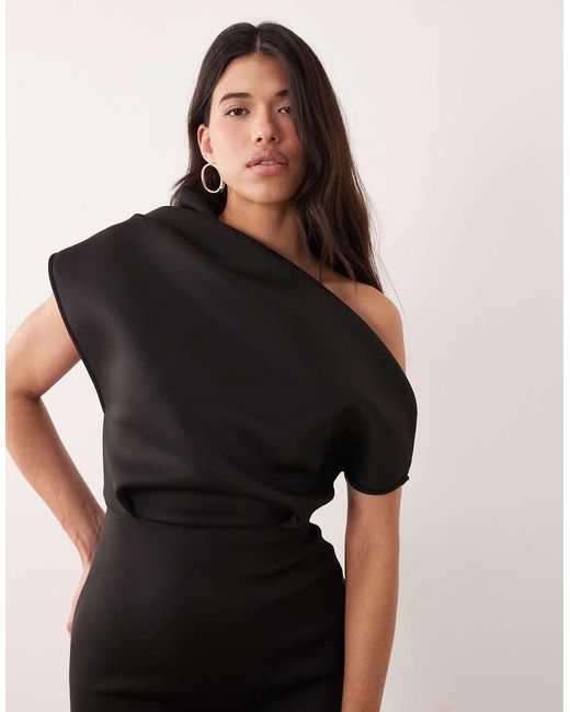 ASOS Natural Dramatic Neckline Midi Dress