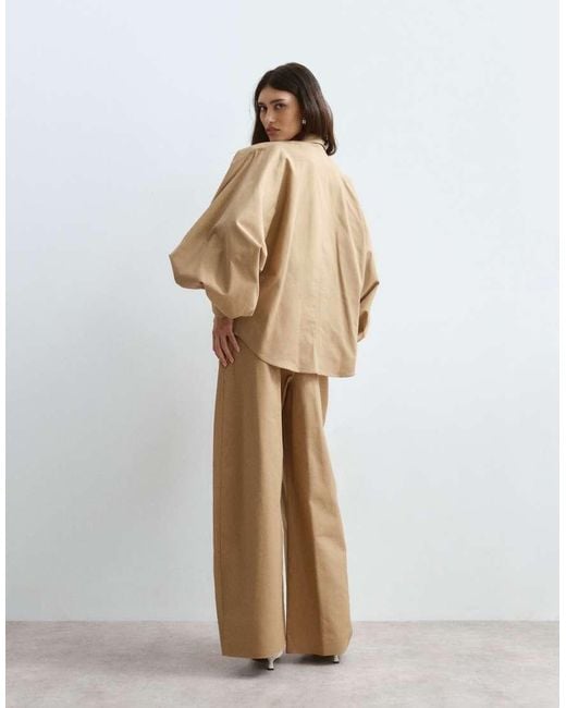 ARRANGE Natural Premium Structured Balloon Sleeve Shirt