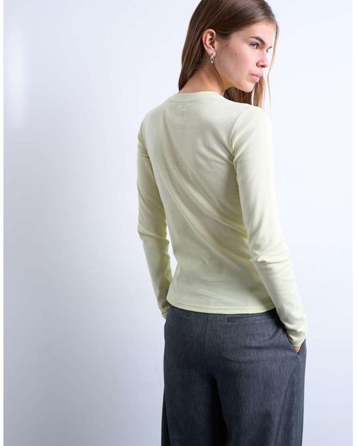 TOPSHOP White Long Sleeve Everyday Tee