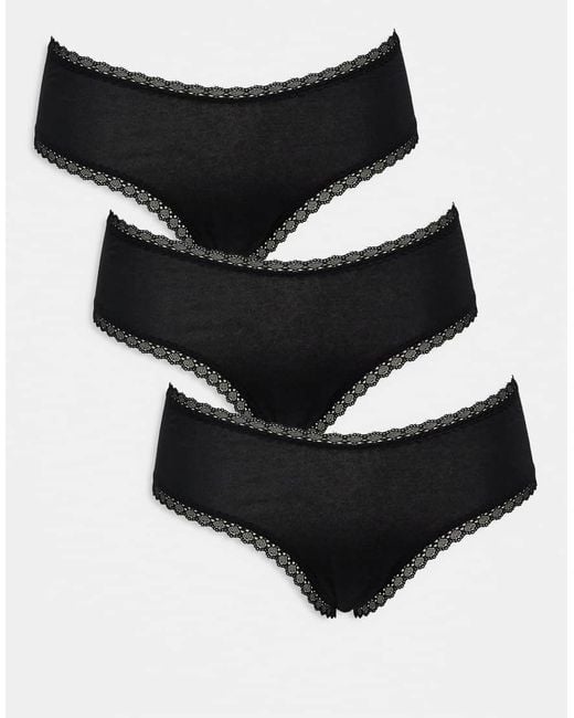 Confezione Da 3 Culotte A Vita Bassa Nere Con Finiture di ASOS in Black