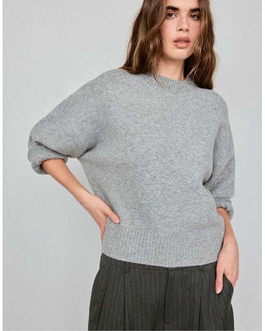 Stradivarius Gray Soft-Touch Basic Knit Jumper
