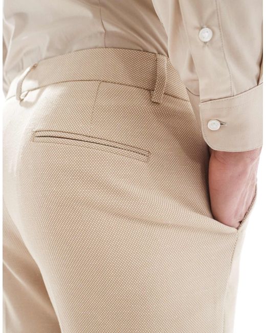 ASOS – schmal zulaufende anzughose aus strukturiertem stoff in Natural für Herren