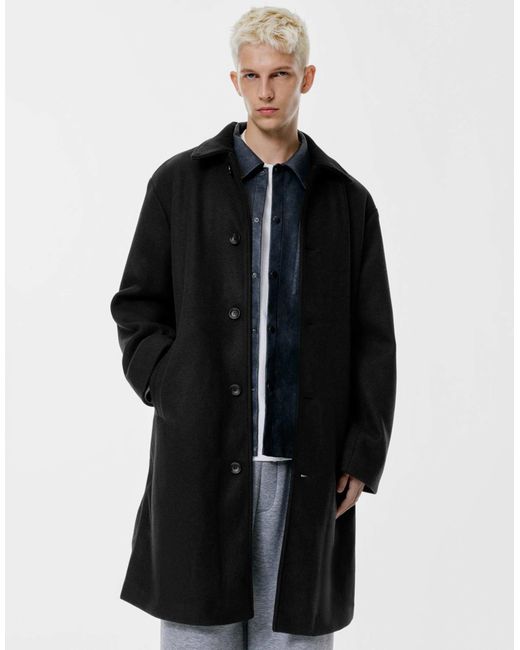Pull&Bear – mantel in Black für Herren