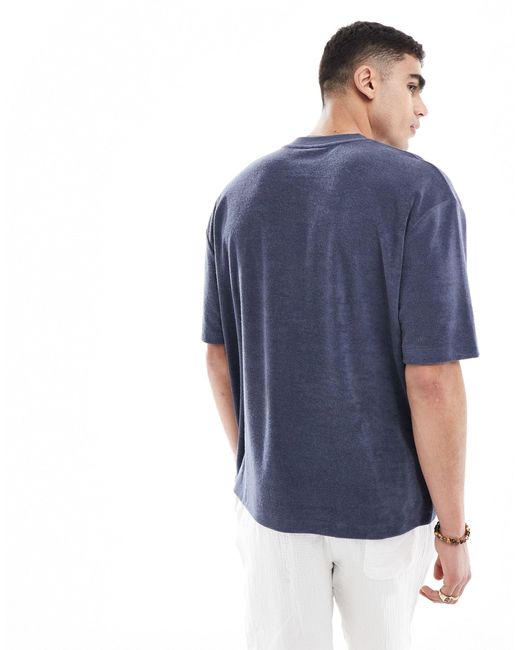 ASOS – oversize-t-shirt aus frottee in Blue für Herren