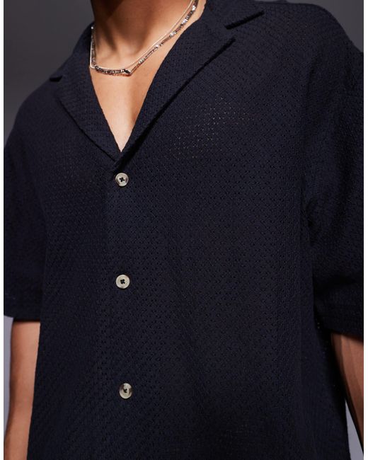 Chemise texturée coupe carrée oversize ASOS pour homme en coloris Blue