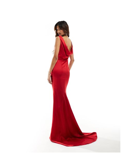 Jarlo Red Open Back Maxi Dress With Fishtail