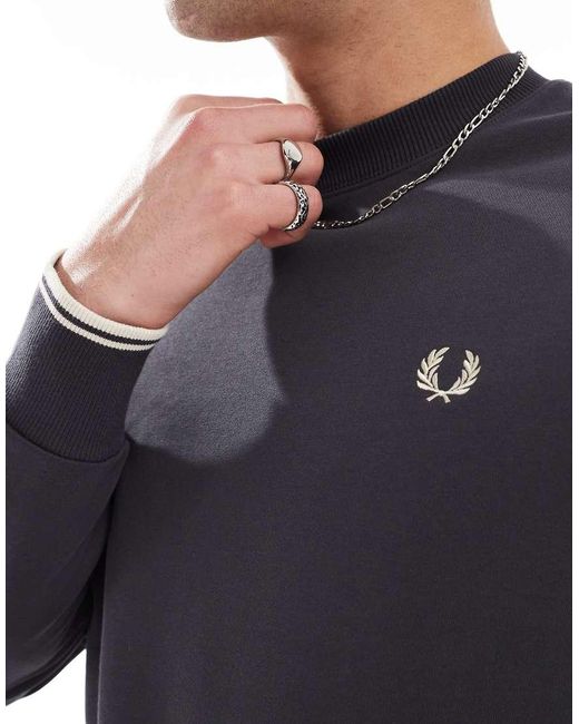 Felpa Girocollo Scuro di Fred Perry in Blue da Uomo