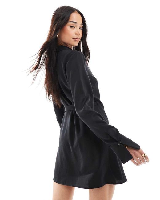 Miss Selfridge Black Collared Wrap Shirt Dress