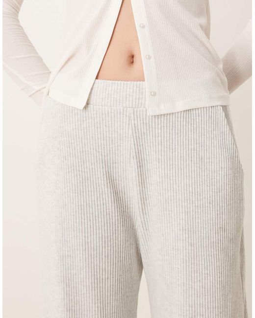 Abercrombie & Fitch Natural Lounge Cozy Wide Leg Rib jogger Bottom