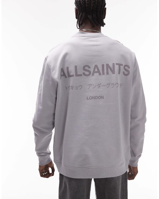 AllSaints – underground – oversize-sweatshirt in Gray für Herren