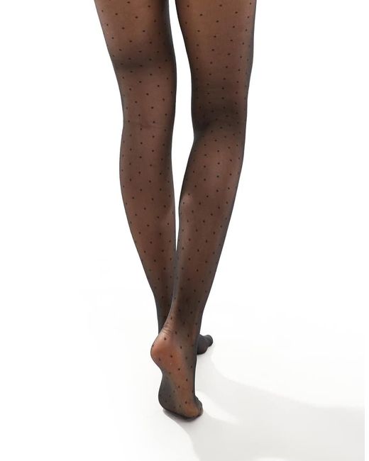 Medias Negras Con Estampado De Cuadros De New Look de color Black
