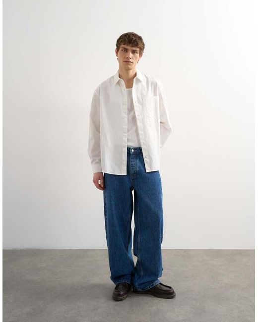 Topman White Relaxed Fit Poplin Shirt for men