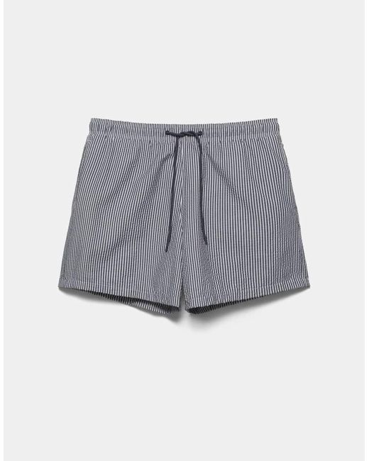 Pull&Bear Gray Seersucker Swim Shorts for men