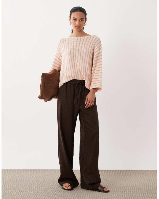 ASOS Natural Knitted Open Stitch Beach Jumper
