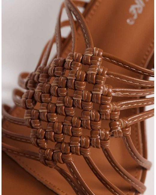 Public Desire Brown Woven Block Heeled Sandals