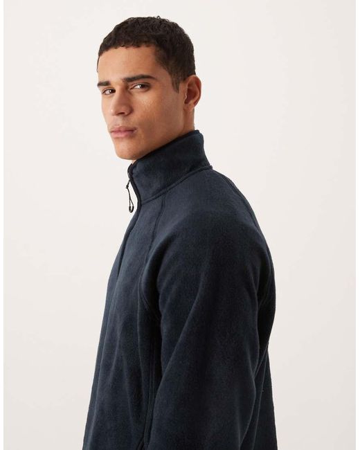 ASOS Blue Relaxed Funnel Neck Quarter Zip Fleece Sweatshirt for men