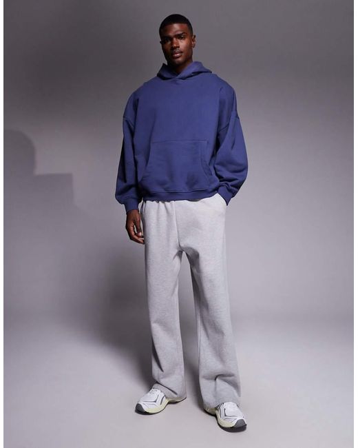 ASOS Blue Heavyweight Extreme Overiszed Hoodie With Sleeve Details for men