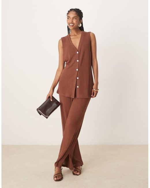 Nobody's Child Brown Longline Textured Waistcoat