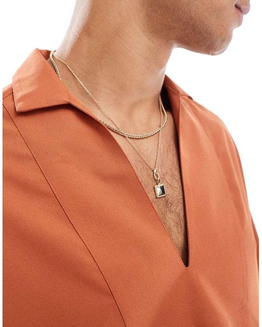 Camicia Oversize Squadrata Color Ruggine Con Bordi Grezzi di ASOS in Brown da Uomo