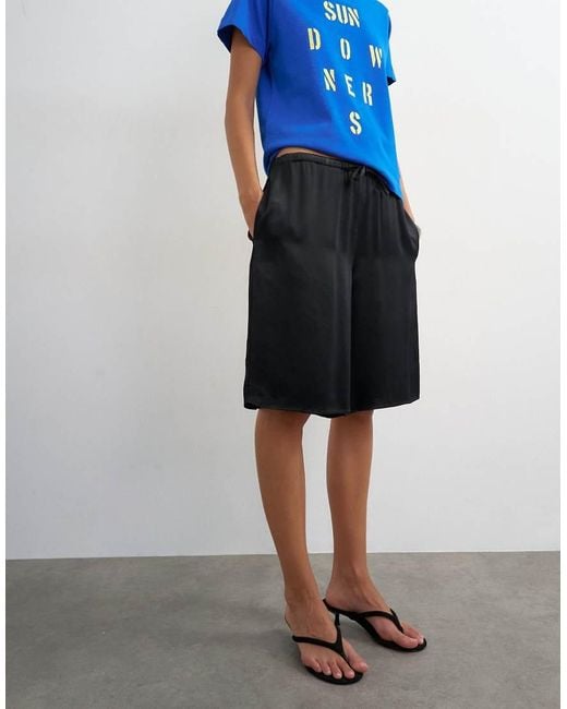 TOPSHOP Blue Satin Longline Bermuda Shorts
