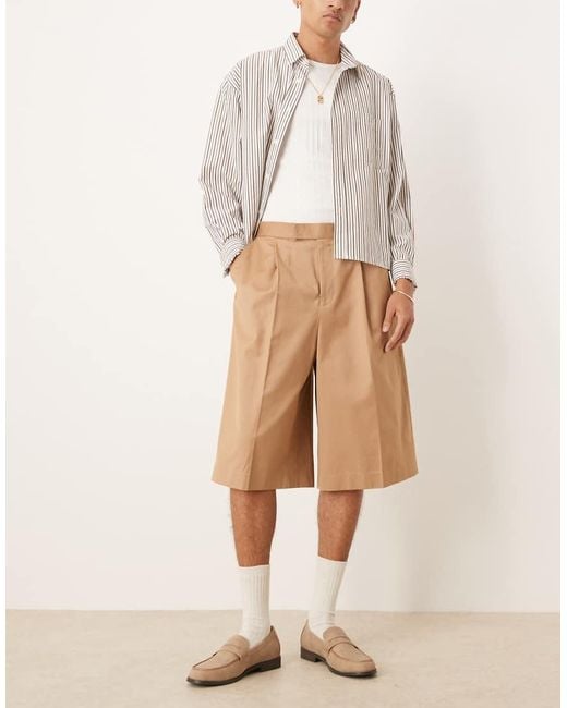 Pantalones Cortos De Vestir Color Piedra Extragrandes Estilo Bermudas De -Neutro ASOS de hombre de color Natural