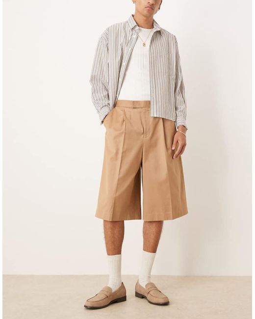 Pantaloncini Eleganti Stile Bermuda Oversize Color Pietra di ASOS in Natural da Uomo