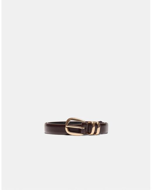 Stradivarius Basic Riem Met Glanzend Leereffect in het White