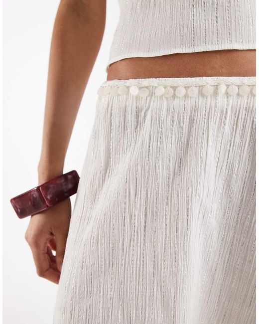Reclaimed Vintage White Hanky Hem Skirt With Pearl Buttons