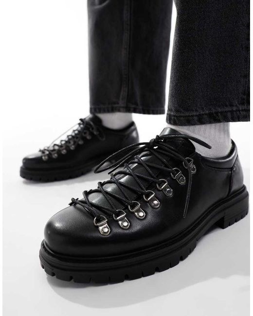 ASOS Black Lace Up Hiker Shoes for men