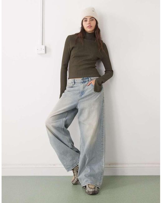 Weekday Gray Fitted Turtle Neck Jumper