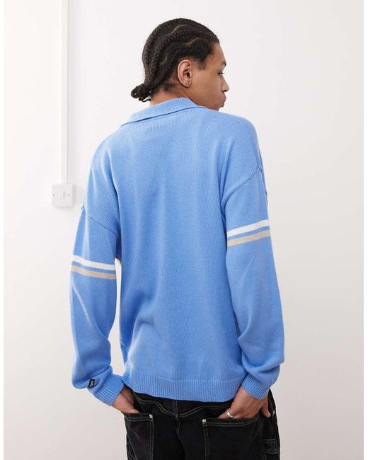 Kickers Blue Unisex Zip Up Oversized Knit Cardigan