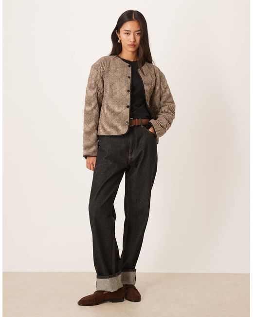 Jdy Brown Houndstooth Padded Jacket