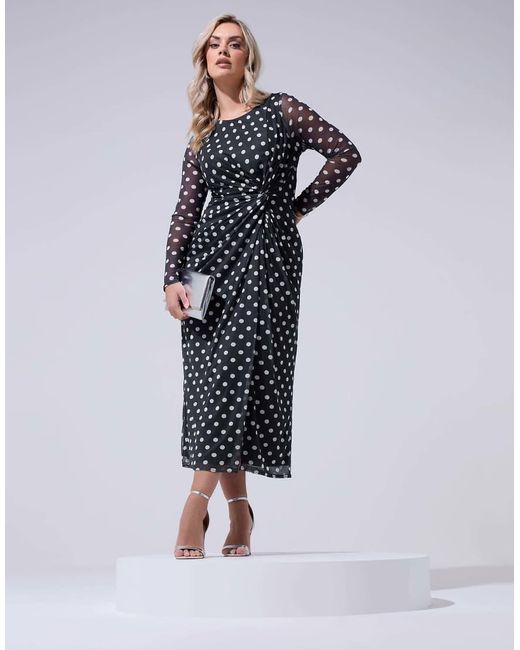 Yours Clothing Blue Polka Dot Maxi Dress