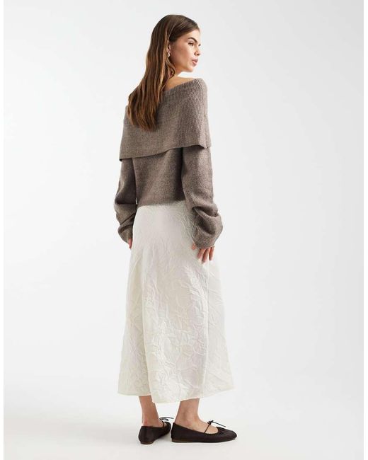 ASOS White Crushed Satin Maxi Skirt